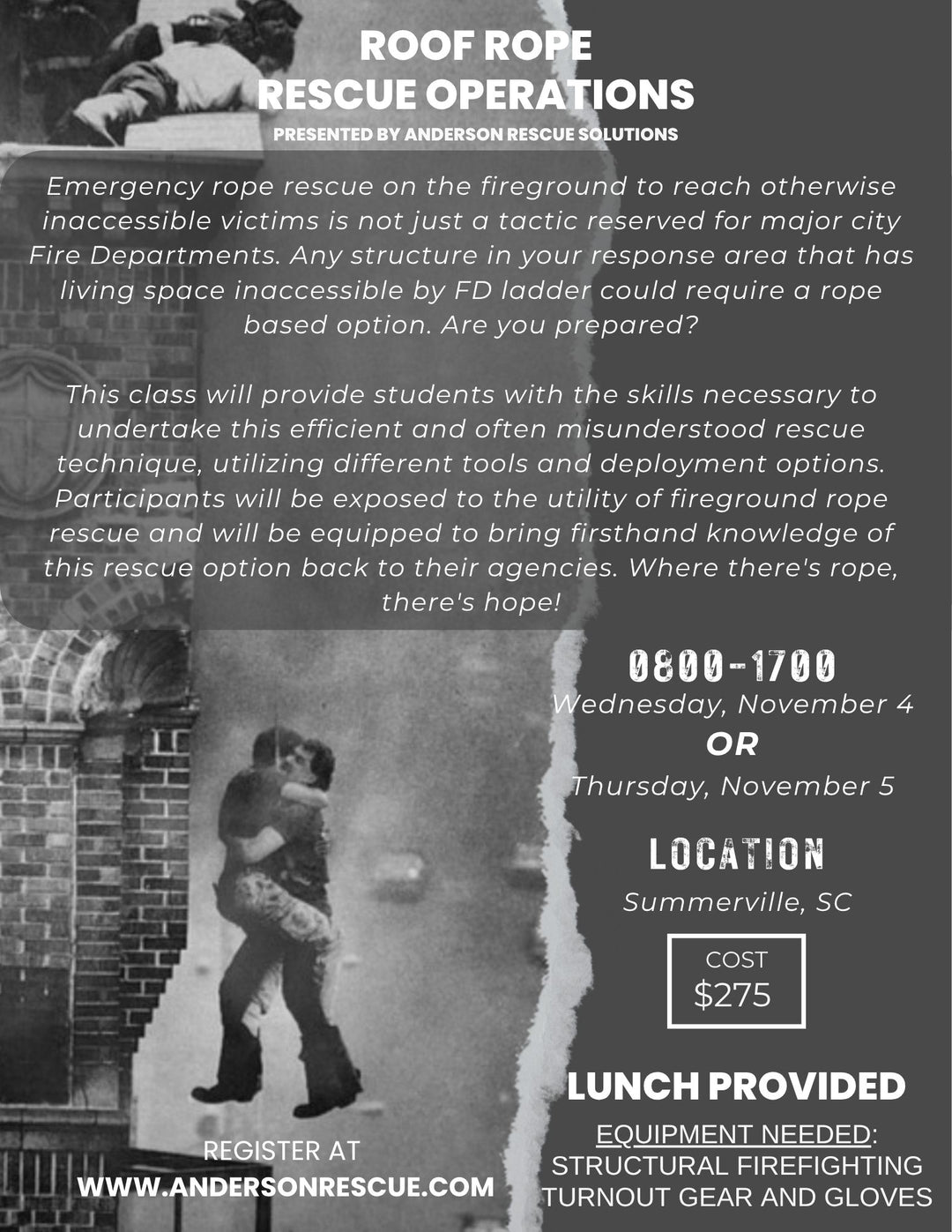 Roof Rope Rescue Operations Class, Summerville, SC