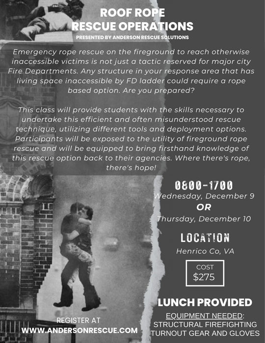 Roof Rope Rescue Operations Class, Henrico Co, VA