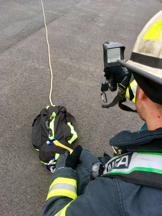 Fireman training with the Fireground Special Operations Rope Bag